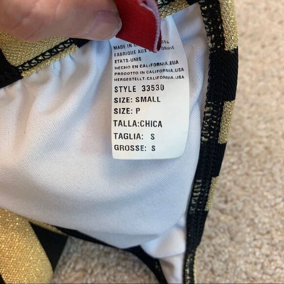 Guess gold glitter and black striped bikini Sz S - Picture 6 of 8